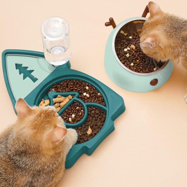 Anti-Overturning Double Pet Bowl with Water Dispenser - Image 2